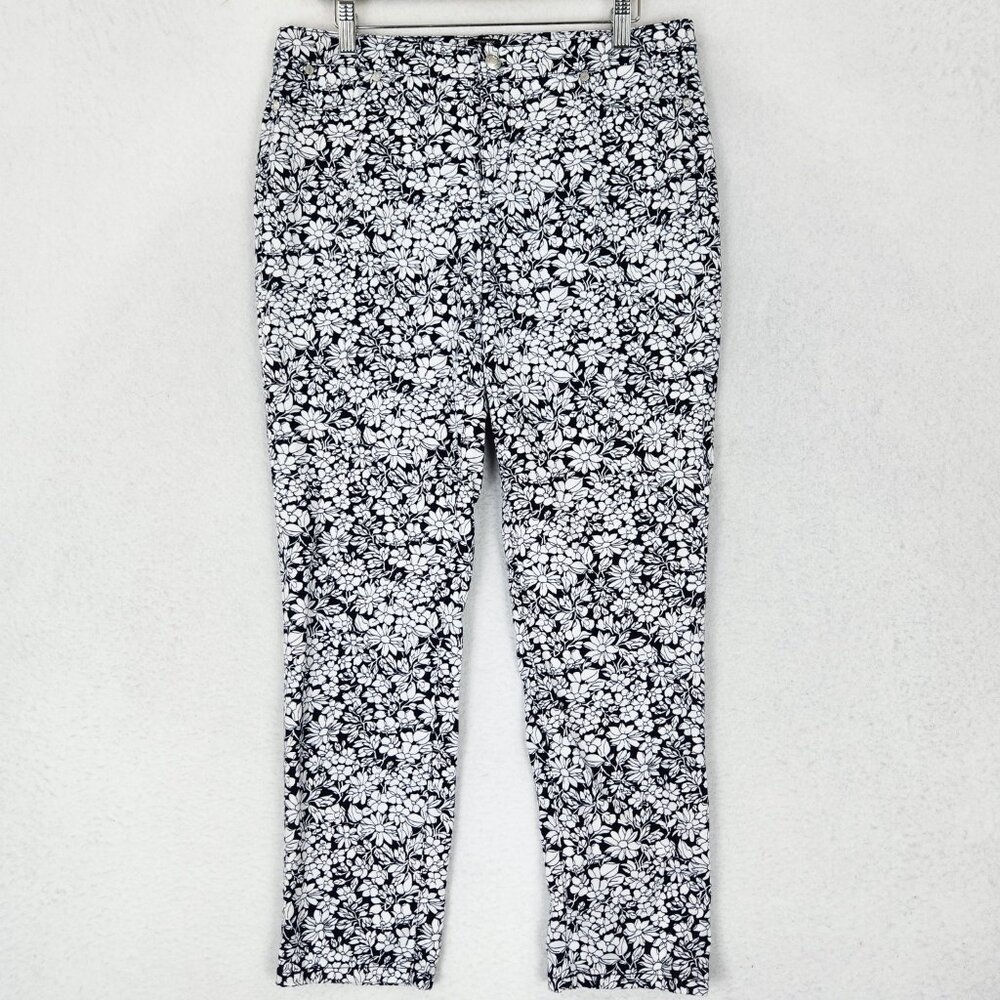 Talbots Black & White Floral Cropped Pants